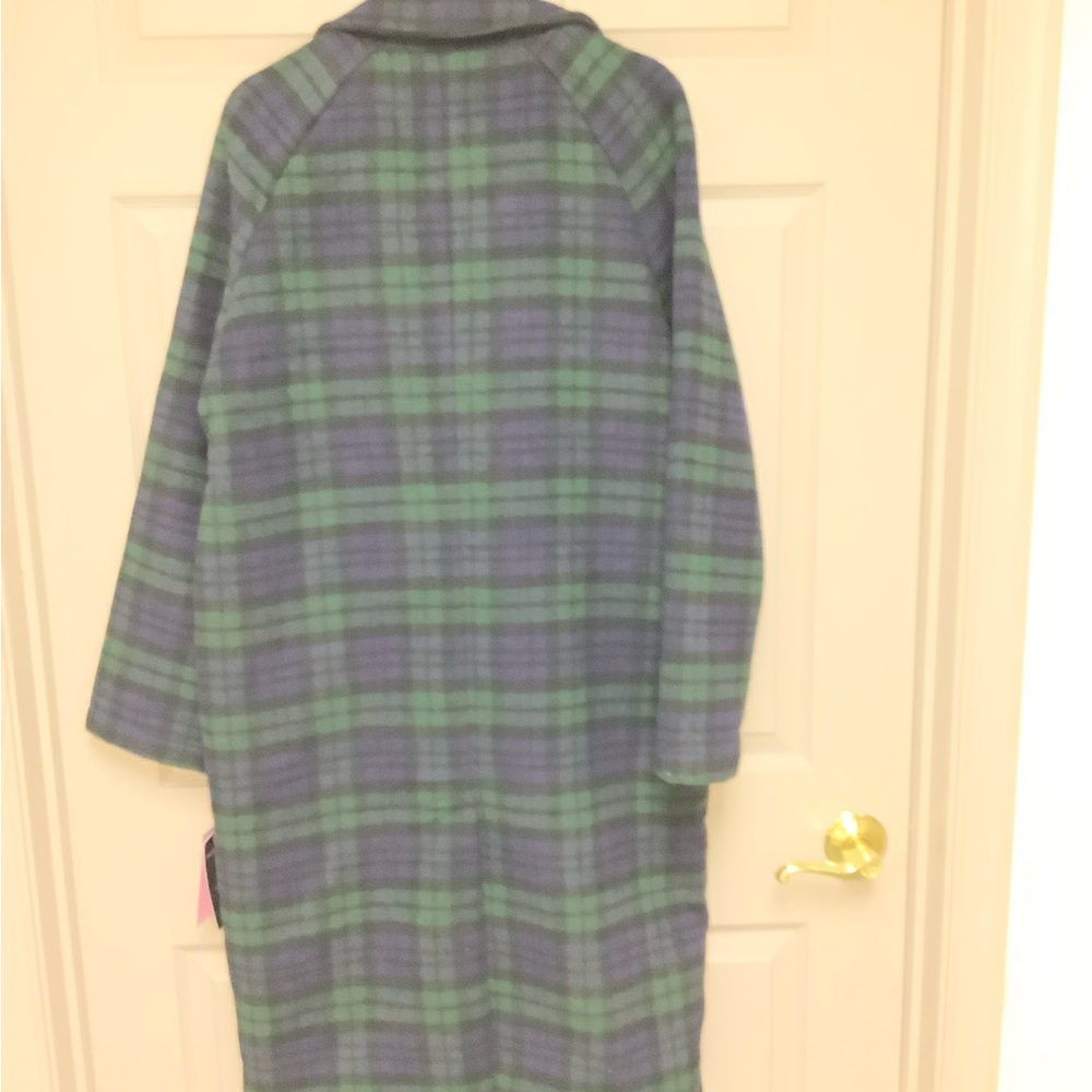 Plaid Trench Coat in Green and Blue - Picture 4 of 4